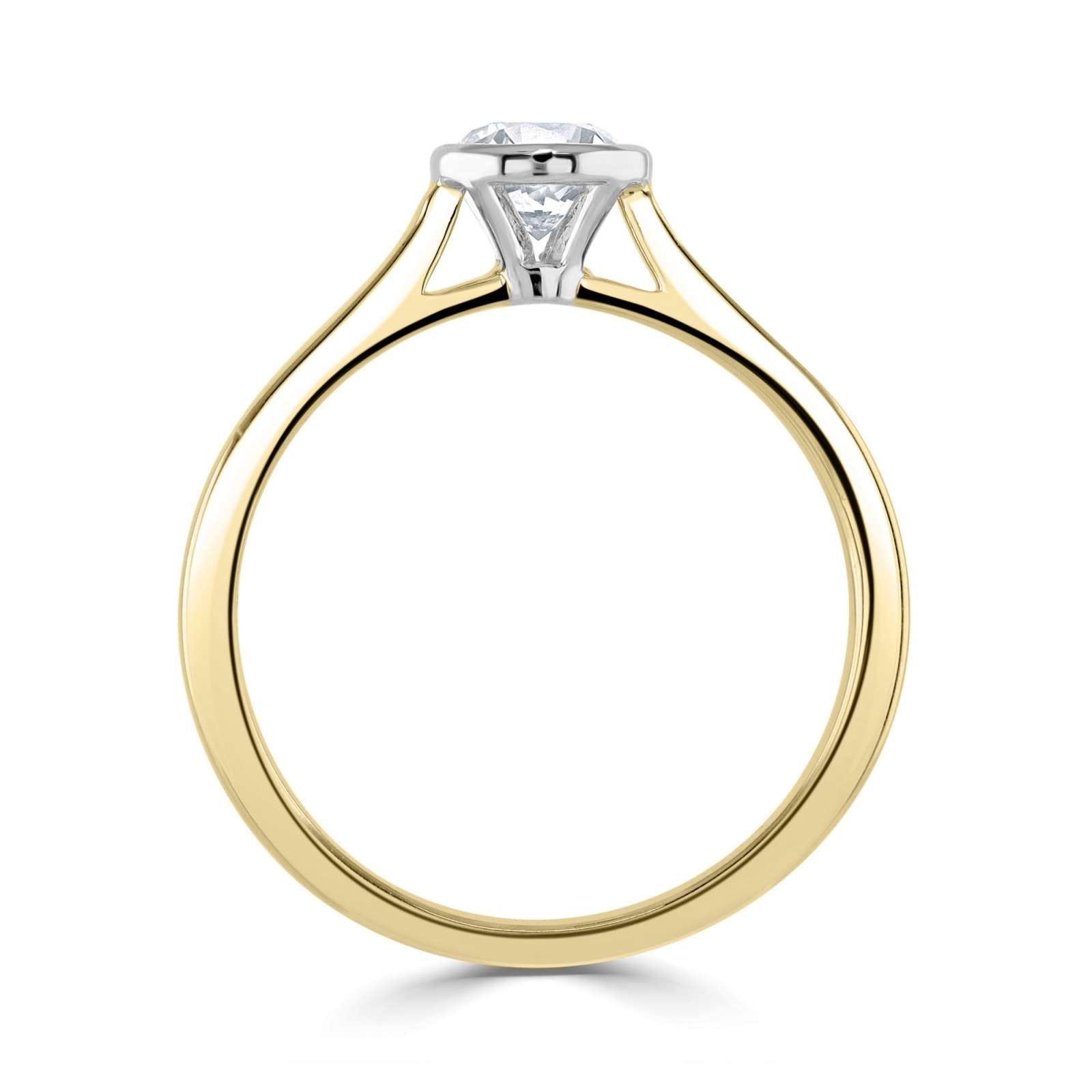 Bezel Set Round Brilliant Cut Solitaire Diamond Engagement Ring by Harrogate Jewellers, featuring a spectacular Earth Mined Diamond, bespoke jewellery piece in Yorkshire.
