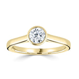 Lab-Grown Round Brilliant Cut Diamond Rub-Over Bezel Set Engagement Ring | The Solace Ring