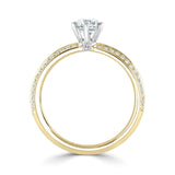 Harrogate Jewellers' Diamond Set Knife-Edge Round Brilliant Cut Diamond Engagement Ring featuring earth-mined diamonds set in platinum, bespoke jewellery from Yorkshire.