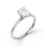 Classic Oval Cut Solitaire Diamond Engagement Ring from Harrogate Jewellers, expertly crafted in platinum with Earth Mined Diamonds, set in a four-claw setting, radiating timeless elegance and bespoke Yorkshire jewellery design.