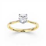 Harrogate Jewellers' TULIP lab-grown diamond ring, featuring a classic round brilliant cut diamond set in a gold band, bespoke engagement ring from Yorkshire.