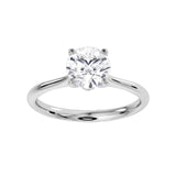 Harrogate Jewellers Signature Hidden Diamond Solitaire Engagement Ring, showcasing a brilliant cut, Earth Mined Diamond, set in platinum on a minimalist band, bespoke jewellery in Harrogate, Yorkshire.