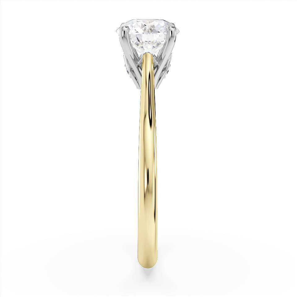 Harrogate Jewellers Signature Hidden Diamond Solitaire Engagement Ring, featuring a large round, earth mined diamond in a platinum band, surrounded by smaller diamonds, bespoke jewellery from Yorkshire.