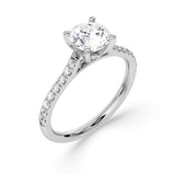 Tapered claw set round brilliant cut diamond engagement ring 1.00ct from Harrogate Jewellers, showcasing earth mined diamonds in a platinum band, bespoke jewellery in Harrogate, Yorkshire.