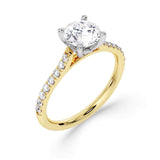 Harrogate Jewellers Round Brilliant Cut Solitaire Diamond Engagement Ring with Set Side Stones in white gold, crafted in Harrogate, Yorkshire. Bespoke, earth-mined diamond wedding ring.