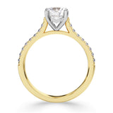 Tapered Claw Set Round Brilliant Cut Diamond Engagement Ring 1.00ct by Harrogate Jewellers, featuring a central earth mined diamond, set against a white background.