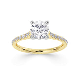 Tapered claw set round brilliant cut diamond engagement ring from Harrogate Jewellers, featuring elegant diamond-set shoulders and a hand-selected 1.00ct diamond, perfect for bespoke Yorkshire weddings.