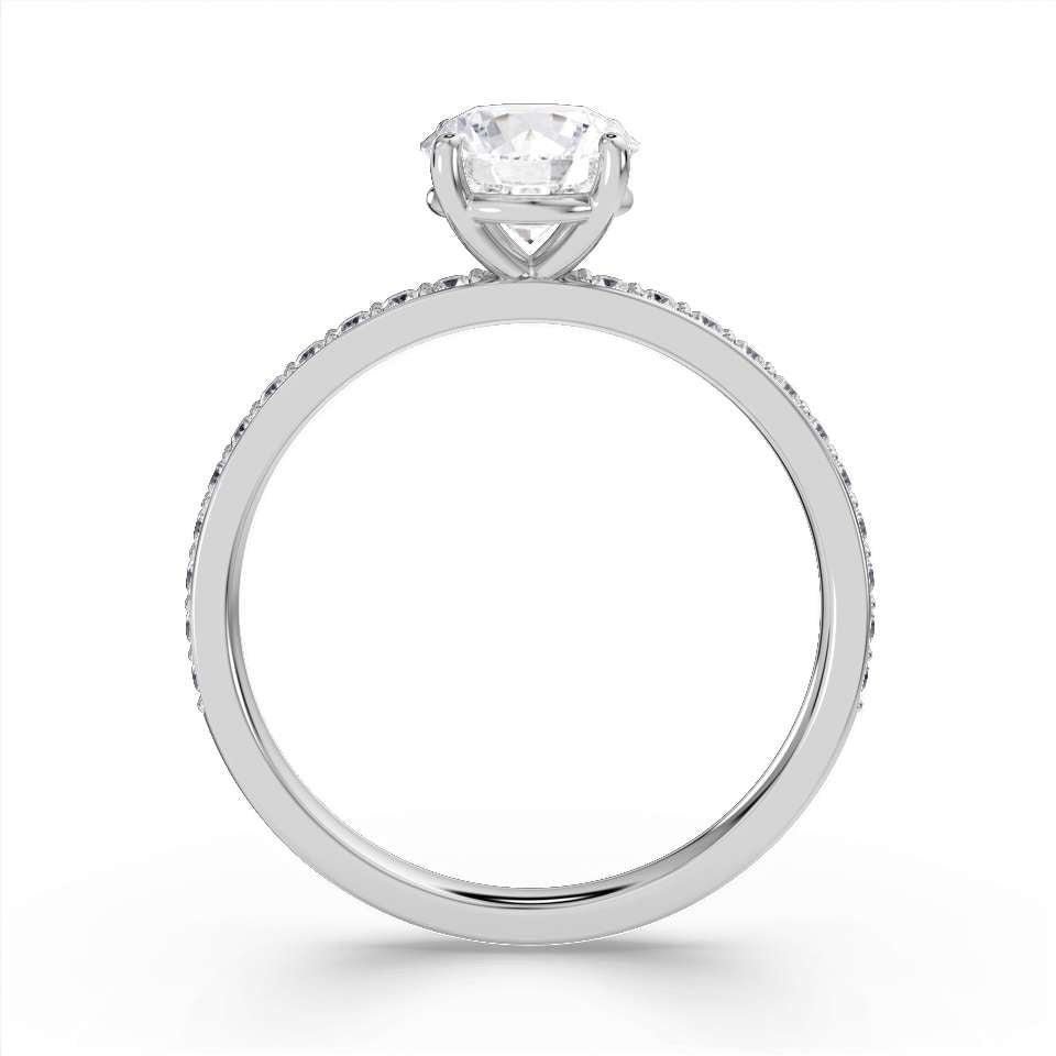 Harrogate Jewellers' Round Brilliant Cut Diamond Engagement Ring with Grain Set Shoulders, showcasing an Earth Mined Diamond, complemented by a white gold band, bespoke jewellery in Harrogate Yorkshire.
