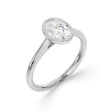 Lab-Grown Oval Cut Diamond Bezel Rub-Over Set Engagement Ring | The Elara Ring