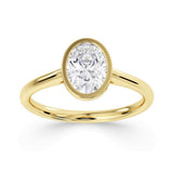Lab-Grown Oval Cut Diamond Bezel Rub-Over Set Engagement Ring | The Elara Ring
