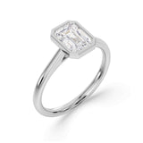 Lab-Grown Emerald Cut Diamond Bezel Rub-Over Set Engagement Ring | The Vivienne Ring