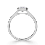 Bezel Set Emerald Cut Solitaire Diamond Engagement Ring from Harrogate Jewellers, crafted in platinum with a certified Earth Mined Diamond, bespoke jewellery in Harrogate Yorkshire.