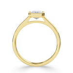 Harrogate Jewellers Emerald Cut Solitaire Diamond Engagement Ring, bezel set in platinum, featuring a laboratory-grown, earth-mined diamond, bespoke jewellery in Yorkshire