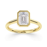 Lab-Grown Emerald Cut Diamond Bezel Rub-Over Set Engagement Ring | The Vivienne Ring