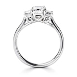 Emerald Cut Diamond Trilogy Ring 1.00ct by Harrogate Jewellers, lab grown diamonds set in a silver three-stone design, bespoke jewellery from Yorkshire.