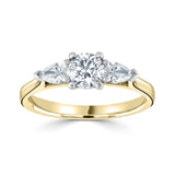 Round Brilliant Cut Pear Cut Diamond Trilogy Ring 1.10ct from Harrogate Jewellers, a bespoke jewellery vendor in Yorkshire. Perfect for engagement or wedding rings with lab grown diamonds.