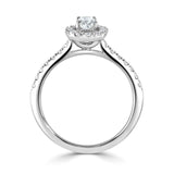 Oval Cut Diamond Halo Shoulder Set Engagement Ring by Harrogate Jewellers, a bespoke Yorkshire jewellery piece featuring lab grown diamonds.