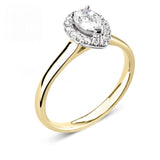 Pear Cut Claw Set Diamond Halo Engagement Ring by Harrogate Jewellers, Yorkshire's bespoke jewellery provider of lab grown diamonds and wedding rings.
