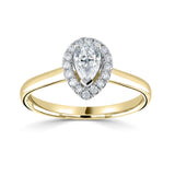 Pear Cut Claw Set Diamond Halo Engagement Ring by Harrogate Jewellers, bespoke jewellery in Harrogate, Yorkshire with lab grown diamonds