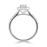Cushion Cut Diamond Halo Shoulder Set Engagement Ring by Harrogate Jewellers, a bespoke piece perfect for Yorkshire weddings, featuring lab grown diamonds.