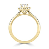 Lab-Grown Marquise Cut Diamond Halo Engagement Ring Diamond Set Shoulders | The Dahlia Ring