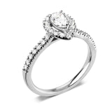 Pear Cut Diamond Halo Shoulder Set Engagement Ring by Harrogate Jewellers, a bespoke piece of Yorkshire jewellery ideal for weddings and engagements, featuring lab-grown diamonds.