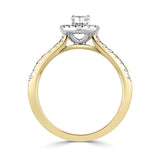 Pear Cut Diamond Halo Shoulder Set Engagement Ring by Harrogate Jewellers, bespoke lab-grown diamond ring, gold band adorned with small diamonds in a wedding ring style, perfect for engagements in Yorkshire.
