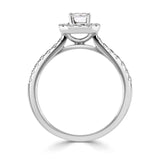 Emerald Cut Diamond Halo Shoulder Set Engagement Ring by Harrogate Jewellers, bespoke jewellery piece featuring laboratory grown diamonds, ideal for weddings in Yorkshire.