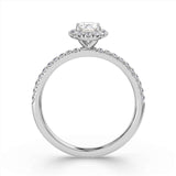 Oval Cut Diamond Halo Shoulder Set Engagement Ring 1.00ct by Harrogate Jewellers, perfect for bespoke wedding jewellery in Yorkshire. Lab grown diamonds option available.