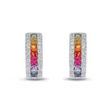 18ct Gold Multi Sapphire and Diamond Hoop Earrings