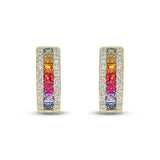 18ct Gold Multi Sapphire and Diamond Hoop Earrings