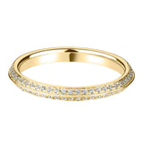 Ladies Yellow Gold Diamond Double Row Pave Ring